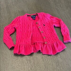 Ralph Lauren Vibrant Pink Cable Knit Cardigan